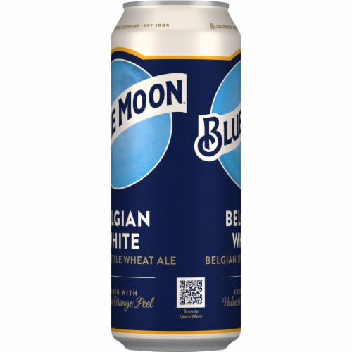 Blue Moon Belgian-Style Ale White Wheat Beer Perspective: left
