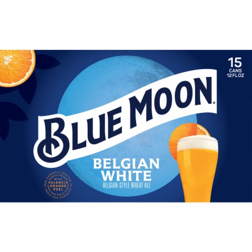 Blue Moon Belgian-Style Ale White Wheat Beer Perspective: left