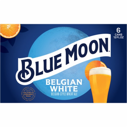 Blue Moon Belgian-Style Ale White Wheat Beer Perspective: left