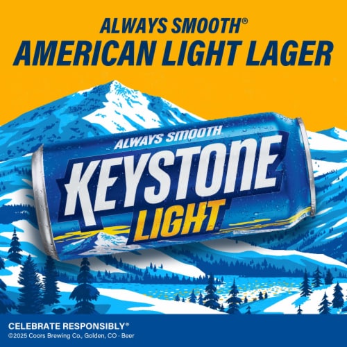 Keystone American-style Light Lager Beer Perspective: left