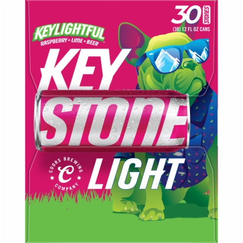 Keystone Light Keylightful Raspberry Lime Beer 30 Cans Perspective: left
