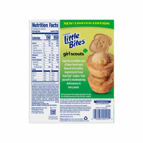 Entenmann's Little Bites Girl Scouts Toast-Yay! French Toast Muffins Pouches Perspective: left