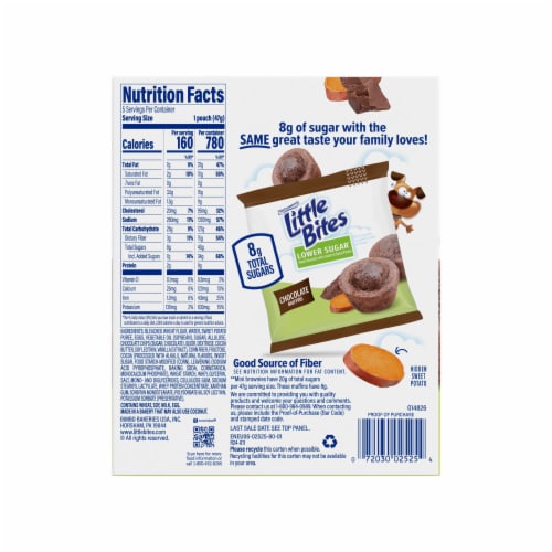 Entenmann's Little Bites Lower Sugar Chocolate Mini Muffins Pouches Perspective: left