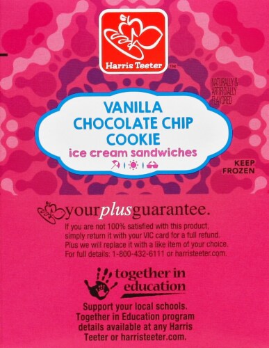 Harris Teeter™ Vanilla Chocolate Chip Cookie Ice Cream Sandwiches Perspective: left