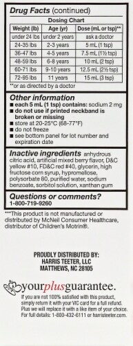 Harris Teeter™ Berry Children's Ibuprofen Pain Reliever Fever Reducer Syrup Perspective: left