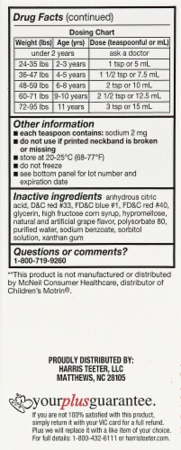 Harris Teeter™ Grape Children's Ibuprofen Pain Reliever Fever Reducer Syrup Perspective: left