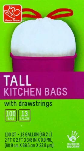 Harris Teeter™ Tall 13 Gallon Drawstring Kitchen Trash Bags Perspective: left