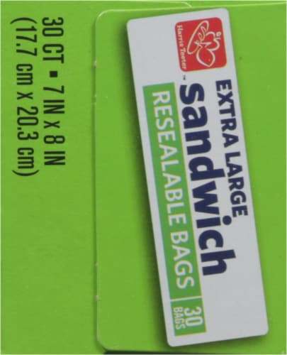 Harris Teeter™ Extra Large Resealable Sandwich Bags Perspective: left