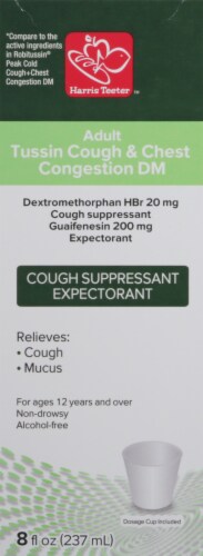 Harris Teeter Adult Tussin Cough & Chest Congestion DM Expectorant Perspective: left