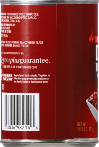 Harris Teeter™ Fire Roasted Diced Tomatoes in Tomato Juice with Garlic Perspective: left