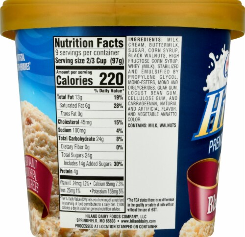 Hiland Dairy Premium Black Walnut Ice Cream Tub Perspective: left
