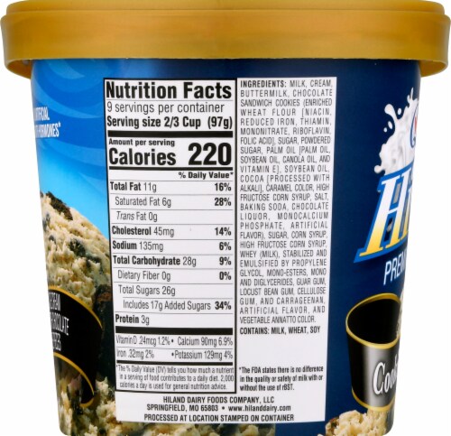 Hiland Dairy Premium Cookie Overload Ice Cream Tub Perspective: left