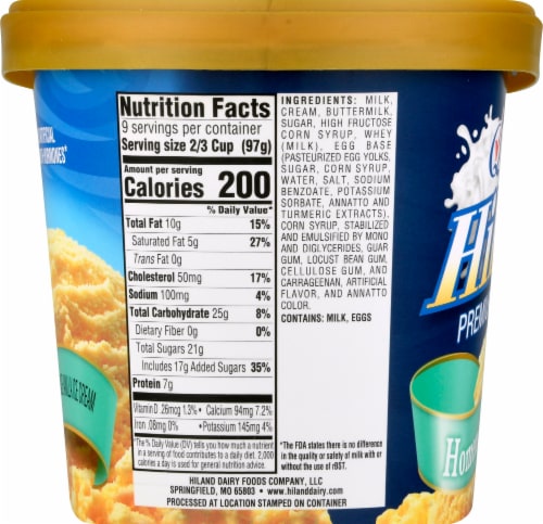 Hiland Premium Ice Cream Home Made Vanilla Tub Perspective: left