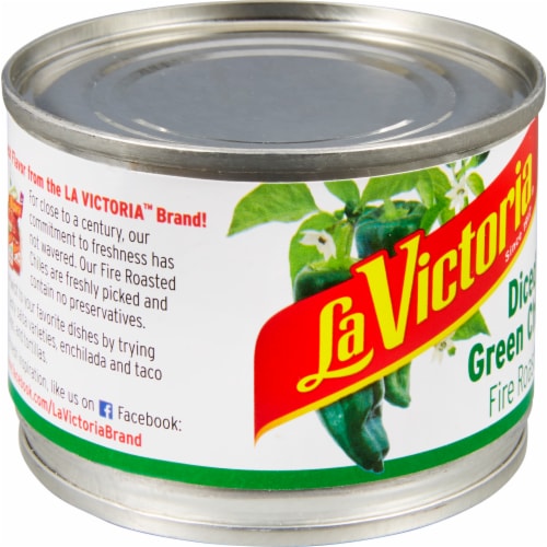 La Victoria Mild Diced Green Fire Roasted Chiles Perspective: left