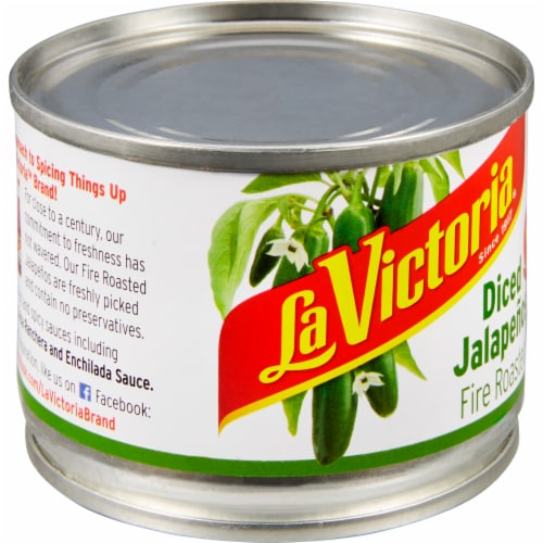 La Victoria Diced Hot Fire Roasted Jalapenos Perspective: left