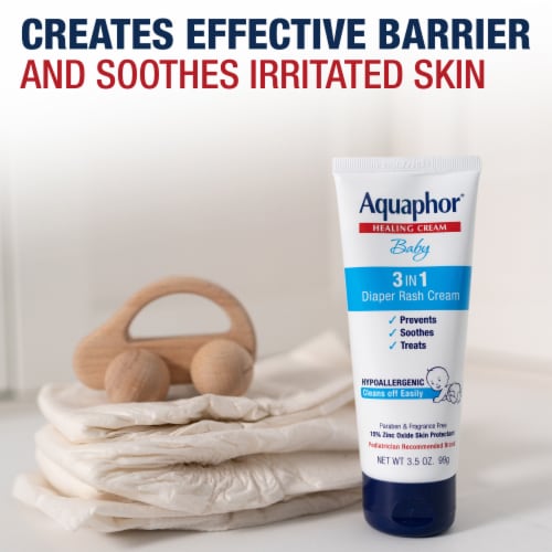 Aquaphor Baby Diaper Rash Cream, 3-in-1 Diaper Rash Relief Perspective: left