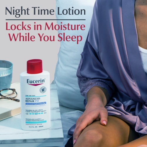 Eucerin Advanced Repair Scented Night Lotion, 48 Hour Moisturizing Body Lotion For Dry Skin Perspective: left