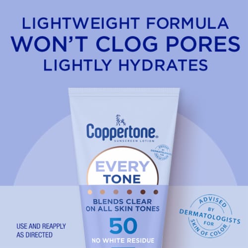 Coppertone Every Tone Sunscreen Lotion Spf 50, Rubs On Clear Sunscreen For All Skin Tones Perspective: left