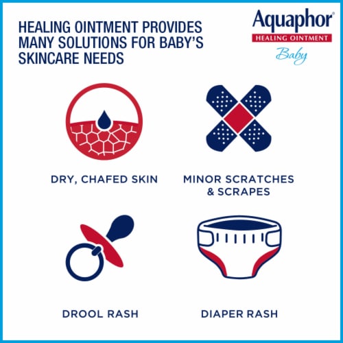Aquaphor Baby Healing Ointment Advanced Therapy Skin Protectant, Dry Skin and Diaper Rash Ointment Perspective: left
