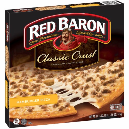 Red Baron Classic Crust Hamburger Pizza Perspective: left