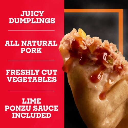 PAGODA® Frozen Pork Potstickers with Lime Ponzu Dipping Sauce All-Natural Pork Box Perspective: left