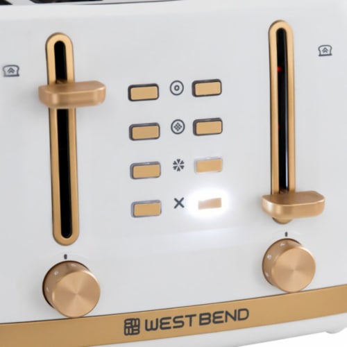 Westbend Timeless 4-Slice Toaster - White/Gold Perspective: left