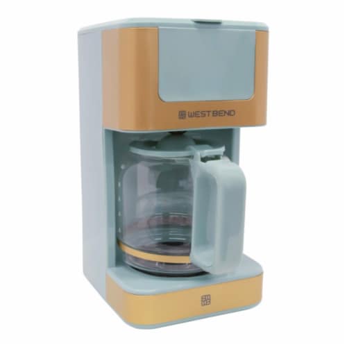 West Bend Timeless 12 Cup Coffee Maker - Blue/Gold Perspective: left