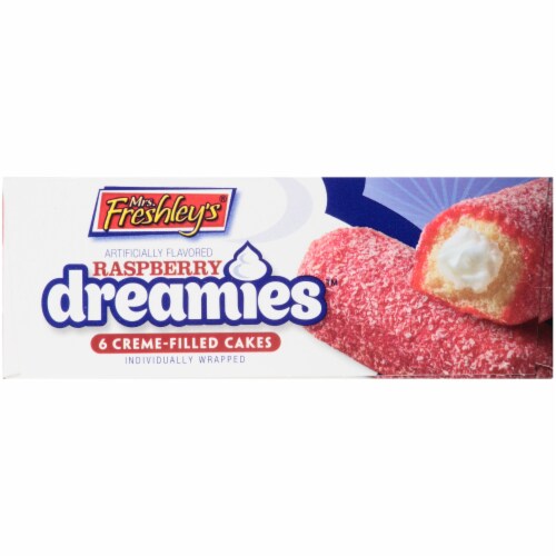 Mrs. Freshley's Raspberry Dreamies Creme-Filled Cakes Perspective: left