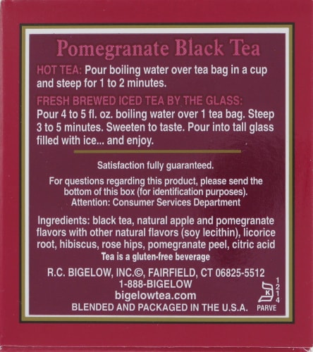 Bigelow Pomegranate Tea Perspective: left