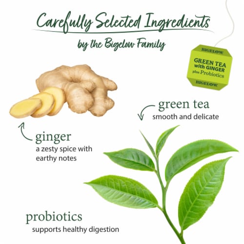 Bigelow® Green Tea with Ginger Plus Probiotics Tea Bags Perspective: left