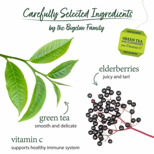 Bigelow® Green Tea with Elderberry Vitamin C Tea Bags Perspective: left