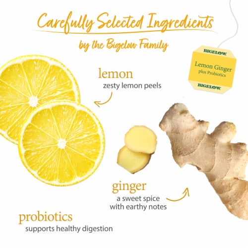 Bigelow® Lemon Ginger Plus Probiotics Herbal Tea Perspective: left