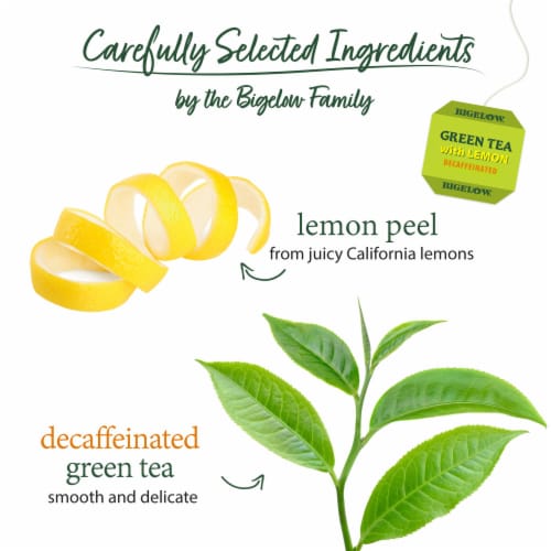 Bigelow® Decaffeinated Green Tea with Lemon Tea Bags Perspective: left