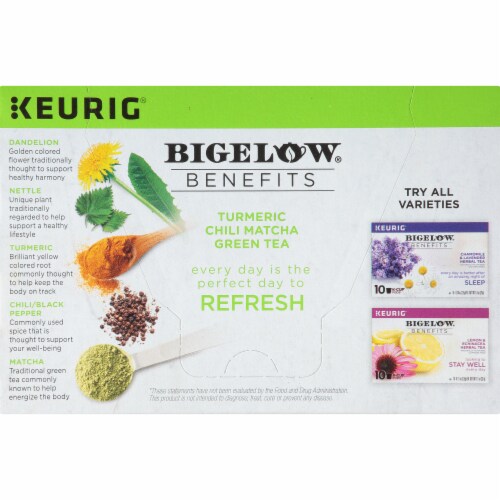 Bigelow Turmeric Chili Matcha Green Tea Herbal Tea K-Cup® Pods Perspective: left