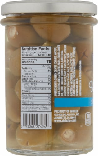 DeLallo® Greek Blue Cheese Stuffed Olives Perspective: left