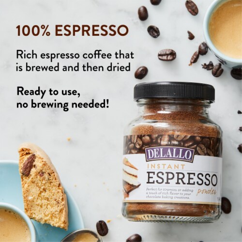 DeLallo® Non-GMO Espresso Instant Coffee Powder Perspective: left