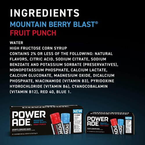 Powerade Mountain Berry Blast & Fruit Punch Sports Freezer Bars Perspective: left