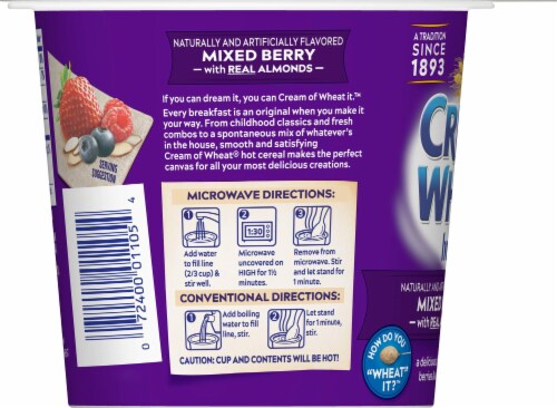 Cream of Wheat® To-Go Mixed Berry with Almonds Instant Hot Cereal Perspective: left