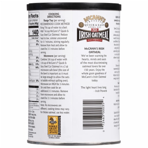 McCann's Quick & Easy Kosher Steel Cut Irish Oatmeal Perspective: left
