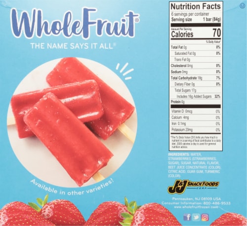 Whole Fruit Strawberry Fruit Bars 6 - 2.75 fl oz Bars Perspective: left