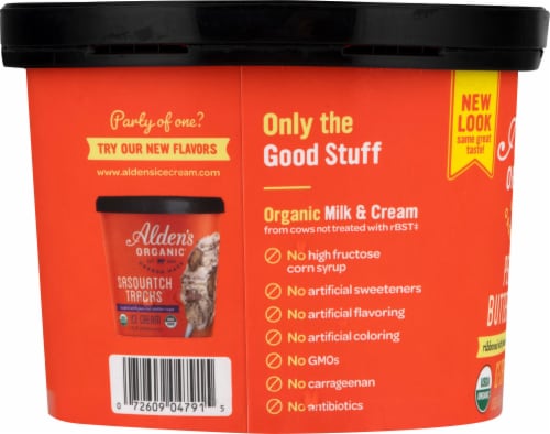 Alden's Organic Peanut Butter Fudge Ice Cream Perspective: left