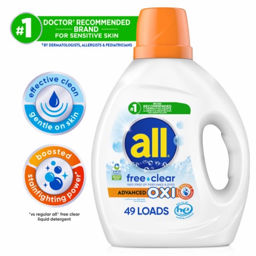 All® Free Clear Advanced Oxi Liquid Laundry Detergent Perspective: left