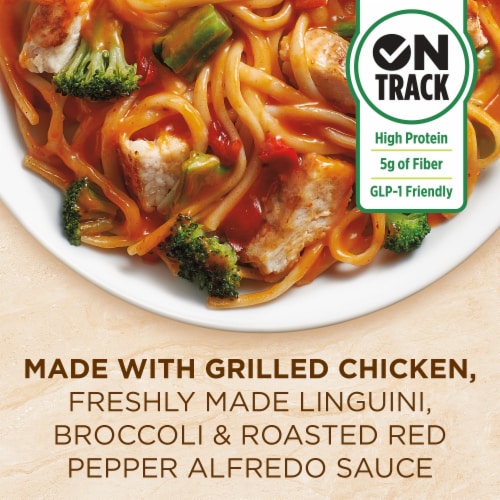 Healthy Choice Cafe Steamers Chicken Linguini With Red Pepper Alfredo Frozen Meal Perspective: left