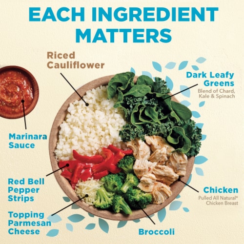 Healthy Choice Chicken Marinara with Riced Cauliflower Power Bowl Frozen Meal Perspective: left