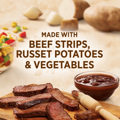 Healthy Choice Cafe Steamers Barbecue Seasoned Steak With Potatoes Frozen Meal Perspective: left