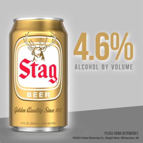 Stag Beer American Lager Perspective: left