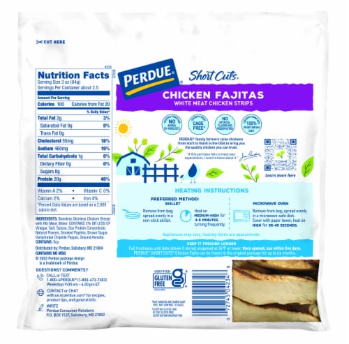 PERDUE® SHORT CUTS® Chicken Fajitas White Meat Chicken Strips Perspective: left