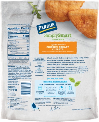 PERDUE® SIMPLY SMART® ORGANICS Lightly Breaded Chicken Breast Cutlets Perspective: left