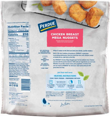 Perdue Frozen Fully Cooked Breaded Chicken Breast Mega Nuggets Perspective: left