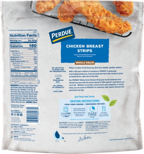 Perdue Frozen Fully Cooked Breaded Whole Grain Chicken Breast Strips Perspective: left